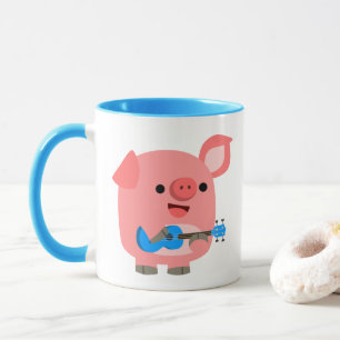 Cochon De Cartoon Cute Jouer Ukulele Mug