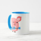 Cochon De Cartoon Cute Jouer Ukulele Mug (Devant gauche)