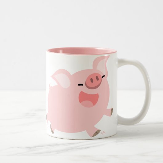 Cochon de dessin joyeux teuse tasse personnalisée (Droit)