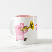 Cochon de dessin mignon Jouer Mug de trompette (Devant gauche)