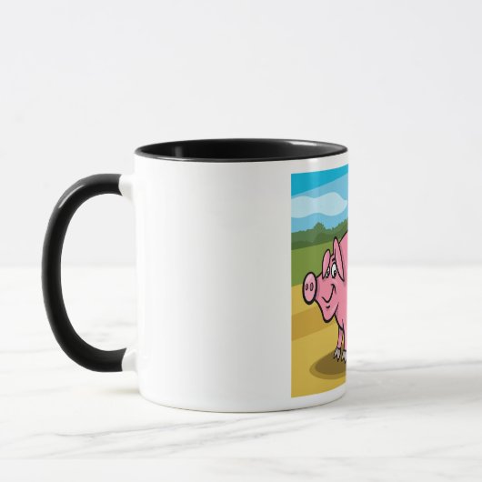 Cochon De Dessin Sur Une Mug Agricole (Gauche)