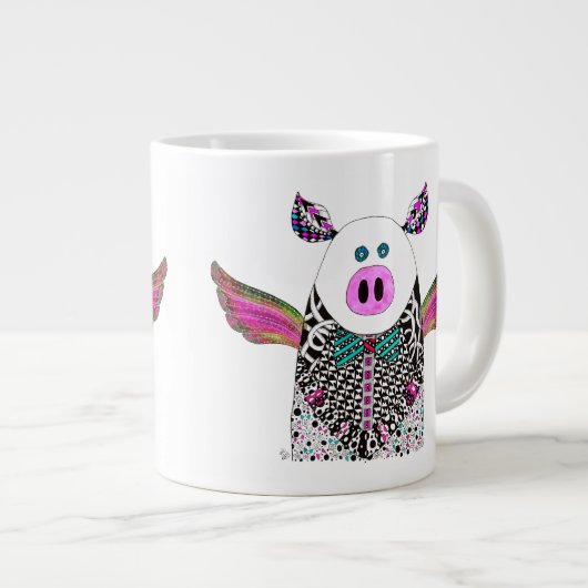 Cochon de porc mignon avec ailes Jumbo Mug (Devant droit)