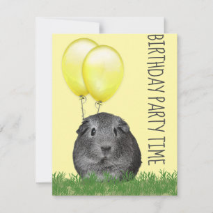 Cochon d'Inde Ballons Jaunes Invitation d'annivers