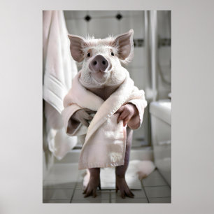 Cochon Drôle en Robe de Chambre, Décoration Murale