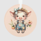 Cochon fermier mignon dans les salons avec fleurs (dos)