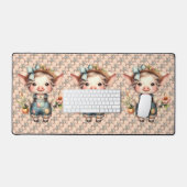 Cochon fermier mignon dans les salons avec fleurs (Clavier et souris)