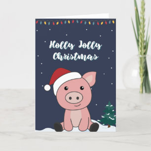 Cochon Joyeux Noël Animaux Cochons Carte de vacanc