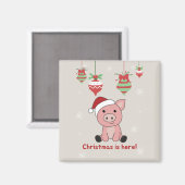 Cochon Joyeux Noël Animaux Cochons Magnet (Recto/Verso)