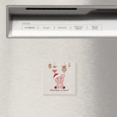 Cochon Joyeux Noël Animaux Cochons Magnet (In Situ (Lave-vaisselle))