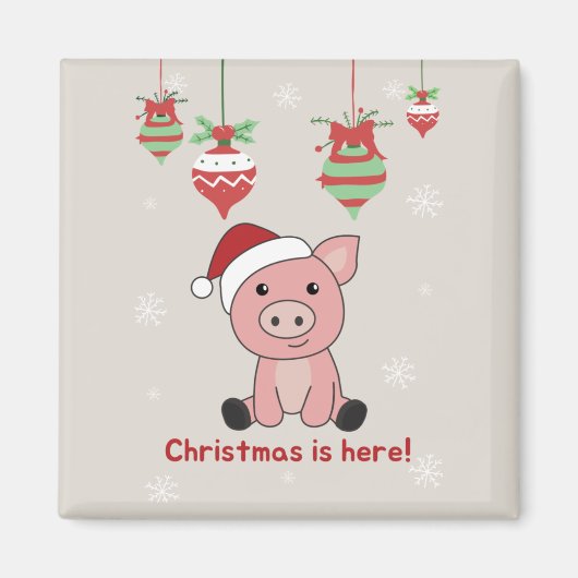 Cochon Joyeux Noël Animaux Cochons Magnet (Devant)