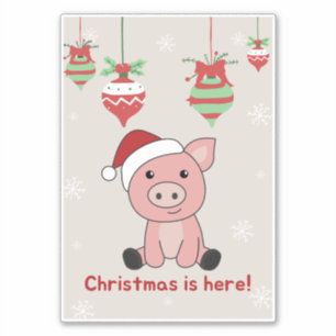 Cochon Joyeux Noël Animaux Cochons Sticker