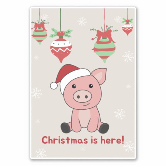 Cochon Joyeux Noël Animaux Cochons Sticker (Devant)