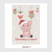 Cochon Joyeux Noël Animaux Cochons Sticker (Feuille)