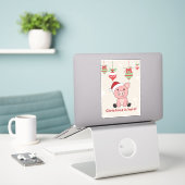Cochon Joyeux Noël Animaux Cochons Sticker (Ordinateur portable sur le bureau)