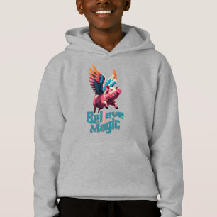 Cochon mignon avec ailes colorées Croire en la m