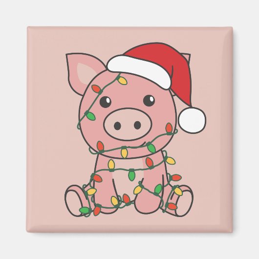 Cochon Noël Animaux d'hiver Cochons Magnet (Devant)