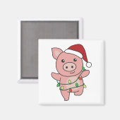 Cochon Noël Animaux d'hiver Cochons Magnet (Recto/Verso)
