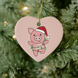 Cochon Noël Animaux d'hiver Cochons Ornement en cé