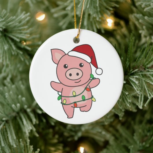 Cochon Noël Animaux d'hiver Cochons Ornement en cé (Arbre)