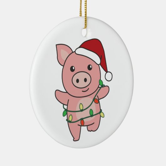 Cochon Noël Animaux d'hiver Cochons Ornement en cé (Droite)