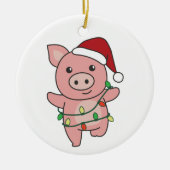 Cochon Noël Animaux d'hiver Cochons Ornement en cé (Devant)