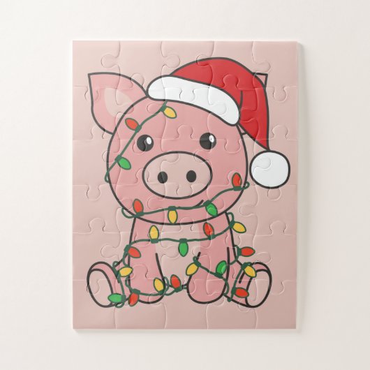 Cochon Noël Animaux d'hiver Cochons Puzzle (Vertical)