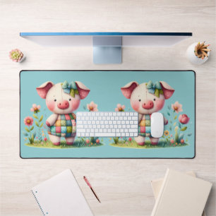 Cochon Patchwork Fantaisiste dans un Jardin Floral