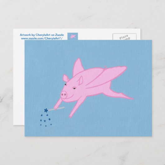 Cochon rose Fabriquant des étoiles bleues Cartes p (Devant / Derrière)