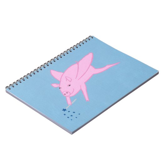 Cochon rose faisant des étoiles bleues Carnets (Côté gauche)