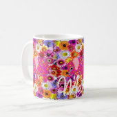 Cochon rose floral Mug (Devant gauche)