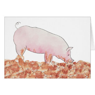 Cochon rose mou dans la boue Amusante Aquarelle An