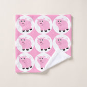 Cochon rose pâle Motif Enfants Animaux monogrammes (Gant de toilette)