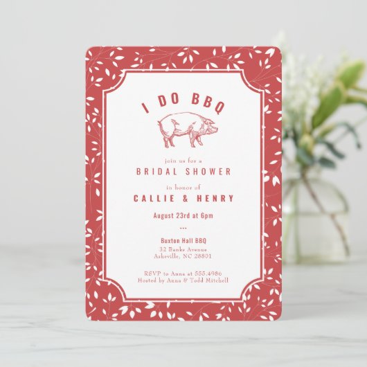 Cochon rouge I DO BBQ Bridal Shower Invitation (Debout devant)