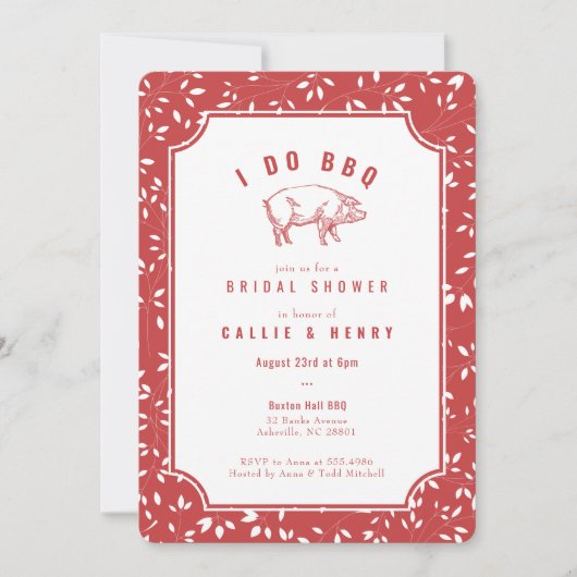 Cochon rouge I DO BBQ Bridal Shower Invitation (Devant)