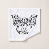 Cochon tribal noir et blanc (Gant de toilette)