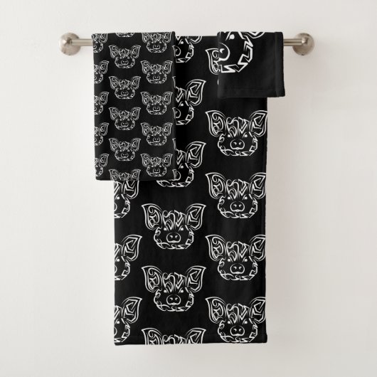 Cochon tribal noir et blanc (En situation)