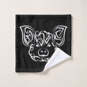 Cochon tribal noir et blanc (Gant de toilette)