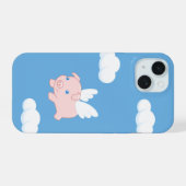 Cochon volant - Cochon mignon avec ailes en bleu (Verso Horizontal)