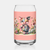 Cochonnet Patchwork Mignon dans un Jardin Floral (Recto)