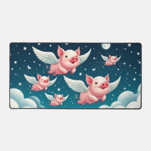 Cochons volants mignons en gros plan dans le ciel (Recto)