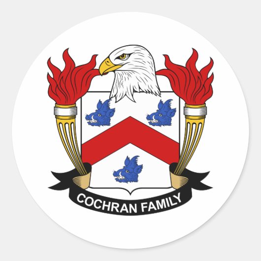 Cochran Family Crest Ronde Sticker (Voorkant)