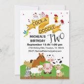Cock-A Doodle Deux animaux Invitation d'anniversai (Devant)
