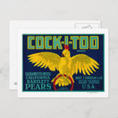 Cock-I-to-pear Crate Label Briefkaart (Voorkant / Achterkant)