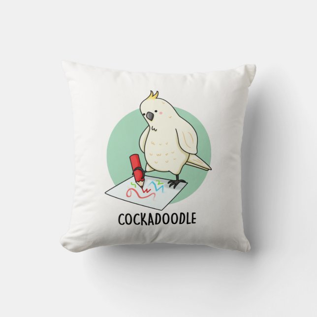 Cockadoodle Grappige Kaketoe Pun Kussen (Voorkant)