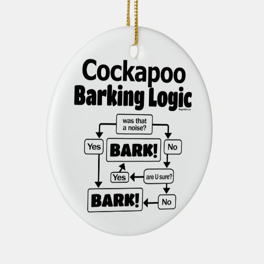 Cockapoo Barking Logic Keramisch Ornament (Rechts)