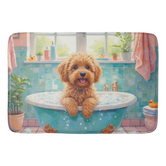 Cockapoo Bath Time Cute Bathroom Decor Badmat (Voorkant)