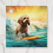 Cockapoo Beach Surfen Schilderij Bedankjes Labels (Voorkant)