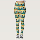 Cockapoo Beach Surfen Schilderij Leggings (Voorkant)