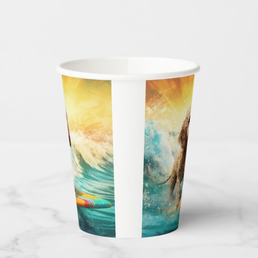 Cockapoo Beach Surfen Schilderij Papieren Bekers (Links)