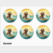 Cockapoo Beach Surfen Schilderij Ronde Sticker (Vel)